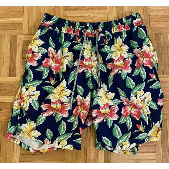 Michael's USA Mens Colorful Floral Flower Print Bathing Suit Swim Trunks Medium - Picture 1 of 4